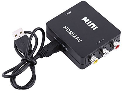 PUSOKEI Digital HDMI to RCA,HD Video Converter, 720p/1080p Mini HDMI to Composite Video Audio AV CVBS Adapter Converter,Support NTSC/PAL Format (Black)