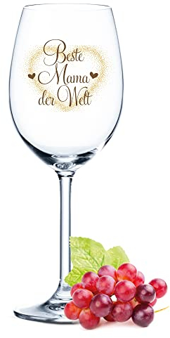 GRAVURZEILE Leonardo Weinglas mit UV-Druck - Beste Mama der Welt - Geschenke für Mama - Ideal als Muttertagsgeschenk - Geeignet für Rotwein & Weißwein - Farbe: Daily UV