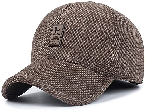 Casquette de baseball pour homme en laine et tweed avec cache-oreilles pliables, A-café., L