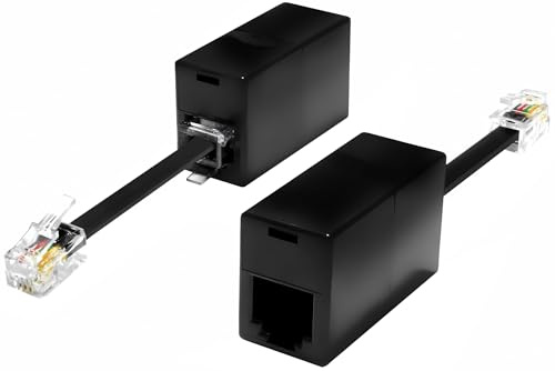 AmzPRO AmzDeals 2-Pack RJ11 to RJ9 Adapter, Female RJ11 (6P4C) Jack to Male RJ9 (4P4C) Plug