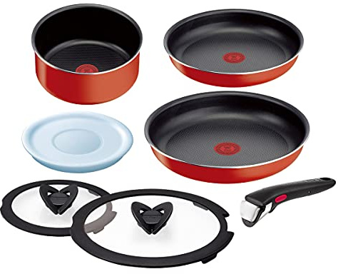 Batterie de cuisine 7 pièces Ingenio Paprika Red Tefal - Tous feux sauf induction - L1519092