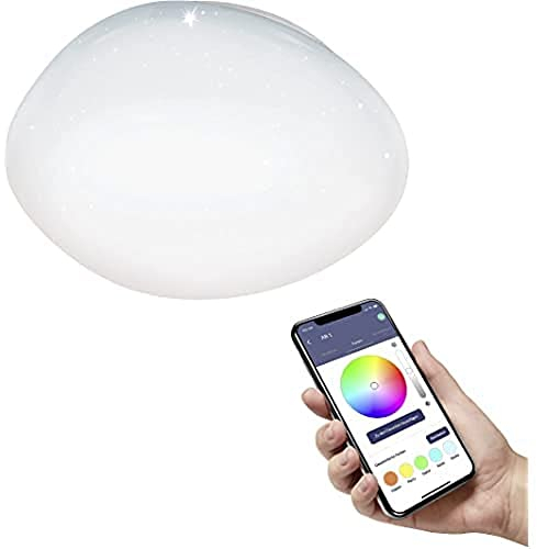 EGLO connect.z Smart-Home LED Deckenleuchte Sileras-Z, Sternenhimmel Deckenlampe, ZigBee, App und Sprachsteuerung Alexa, Lichtfarbe einstellbar (warmweiß-kaltweiß), RGB, dimmbar, Ø 60 cm