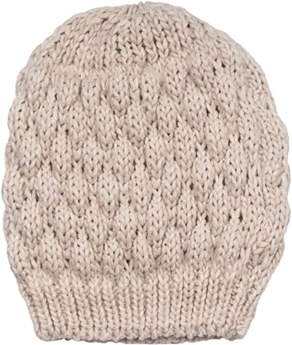 styleBREAKER Damen Strick Beanie Mütze mit Bubblemuster, Einfarbige Winter, Raspberry Pattern Strickmütze 04024193, Farbe:Beige