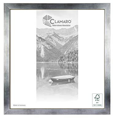 CLAMARO 'Collage' Bilderrahmen 16x16 quadratisch | Silber Gebürstet | Handgefertigter moderner eckiger Bilder- u. Fotorahmen inkl. Acrylglas, Rückwand und Aufhänger (querformat & Hochformat)