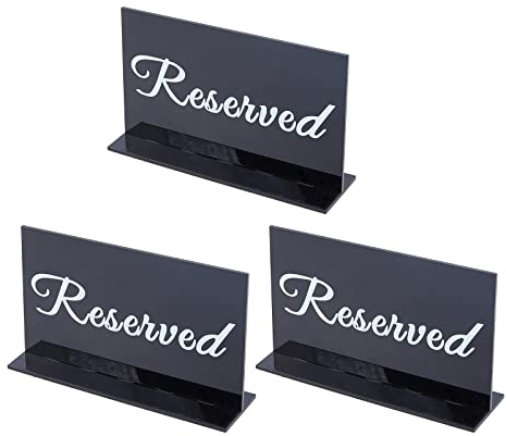nbeads 3 Sets Acryl Reserviert Tischschild, Schwarzer Tischständer Reserviertes Schild Doppelseitig Reserviertes Schild Für Restaurants Hochzeiten Partys, 17.4x10.4x4.95 cm