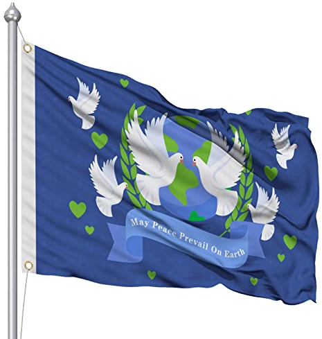 Friedenstaube Flaggen,Peace Flaggen150 x90cm,Peace Fahne,Friedensfahne,Friedenstaube Flagge,dekoratives Banner für den Außenbereich,Friedenstaube Flagge für Indoor Outdoor Dekoration