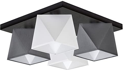 alfalux Deckenlampe 4 LampenschirmeLED Deckenleuchte Leuchte Lampe Wohnzimmerlampe Schlafzimmerlampe Holz Kinderzimmer Wohnzimmer Schlafzimmer Badezimmer Küche Deckenleuchten DIA45WEGRD (Weiß Grau)