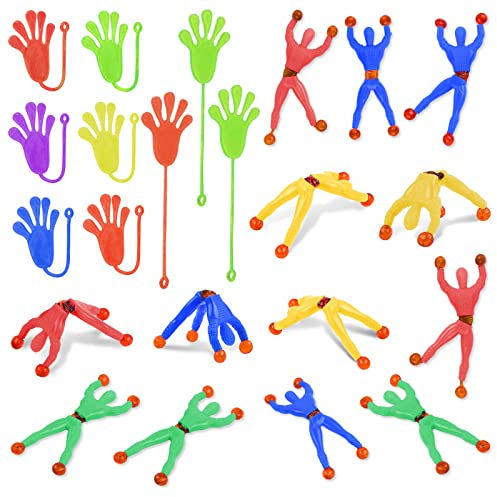 Ainiv 30PCS Jouets Extensibles Collants, 15 Mains Collantes et 15 Grimpeurs Muraux Collants, Jouets Fantaisie pour Sacs de Fête, Cadeaux Anniversaire pour Enfants, Fournitures de Fête pour Enfants