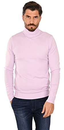 Dolcevita Uomo in Cashmere Maglione Collo Alto Maglia Manica Lunga Maglioncino Caldo (as6, Alpha, l, Regular, Regular, Lilla, L)