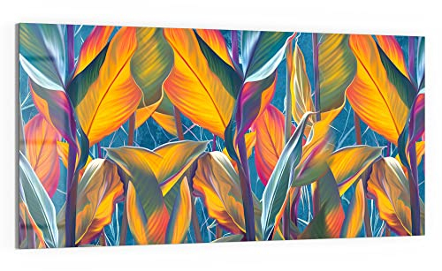 DEQORI Glasbild Echtglas | Motiv Exotisches Blättermeer | horizontal einteilig 100x50 cm | schöne Dekoration | Wandbild für Wohnzimmer, Schlafzimmer, Flur & Küche | moderne Wanddeko