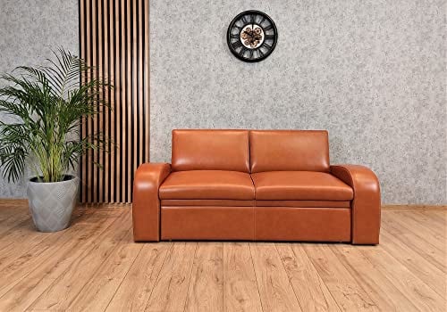 Quattro Meble Echtleder Sofa Oslo FS Breite 180cm mit Schlaffunktion Ledersofa Echt Leder Antique A-12 Light Castanie Couch große Farbauswahl !!!