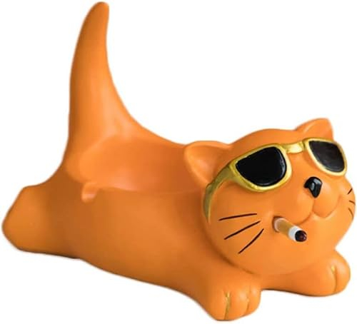 ZORZA Schreibtisch-aschenbecher, Süßes Katze Aschenbecher,Aschenbecher Aus Kunstharz Für Zuhause Büro Garten Terrasse Dekor Innen- Und Außenbereich,Orange