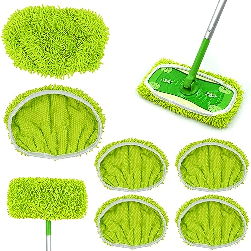 6 Stück Tücher Wiederverwendbare Bodentücher für Swiffer Bodenwischer, Feuchte Bodentücher für Swiffer Bodenwischer, Bodenwischer Wischmopp Bezug, für Easy Clean Boden Wischen