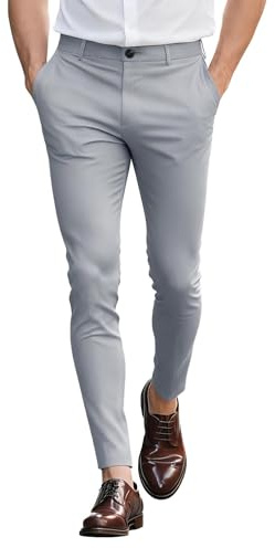 GINGTTO Pantalon Chino Slim Homme Élastique Skinny Pants Gris 34