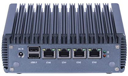 HSIPC Celeron J4125 Quad Core Firewall Micro Appliance, Mini PC, Nano PC, Router PC with 4G RAM 128G SSD, 4 RJ45 2.5GBE NIC AES-NI Compatible with Pfsense OPNsense