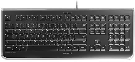 CHERRY KC 1068, Distribución de Teclado Europeo QWERTY, con Cable, Fácil de Desinfectar, Resistente al Agua, Tecleo Silencioso, Negro