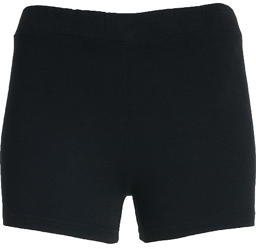 KINKIES Pantalón Corto Deportivo Negro para niñas - Short de Deporte con Cintura elástica, cómodo y Elegante para Chicas (8 años)