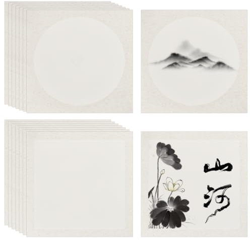 PH PandaHall 20 feuille de Papier Shikishi Pré-Monté Xuan, 33 cm Planche Shikishi Fournitures de Calligraphie Chinoise Papier de Riz à Dessin pour Peinture Sumie, Graffiti, Décoration Murale