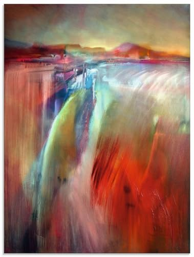 ARTland Wanddeko Glasbilder Wandbild Glas Bild einteilig 60x80 cm Hochformat Abstrakte Kunst Traum Landschaften Dorf Wasserfall Wasser Licht Farbe U4UM