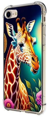 Beaucov Case for iPhone SE 3rd Gen 2022,Giraffe Flowers Drop Protection Shockproof Case TPU Full Body Protective Scratch-Resistant Cover for iPhone SE 2nd Gen iPhone 7 8