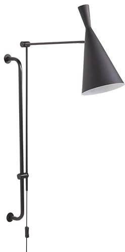 Beliani Wandlampe Metall schwarz mit Schalter Schirm u. Arm verstellbar Industrie Marisa