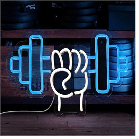 AtmosphäreHeimdekoration Barbell-Neonschild, Hantel, Licht, Fitnessstudio, Dekoration, Heim-Wanddekoration Für Trainingsraum, Sport, Club, Freunde, Teenager, Jungen, Geschenk (Größe : B)
