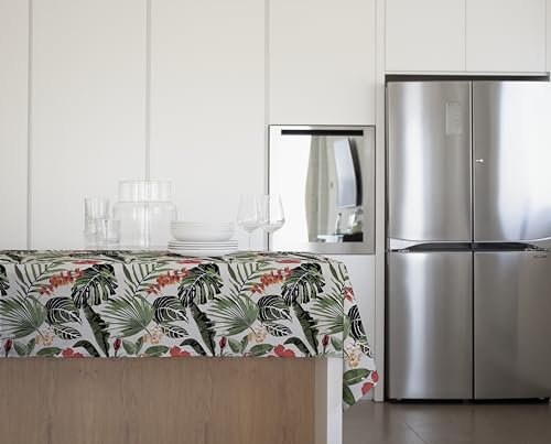 Gemitex Tovaglia Tradition, Felpata, Cerata, Impermeabile e Antimacchia, Decoro 4162 Amazon Jungle, Ideale x Tavoli Quadrati e Rotondi da 4 persone, 140 x 140 cm MADE IN ITALY, Rifinita con tagliacuci