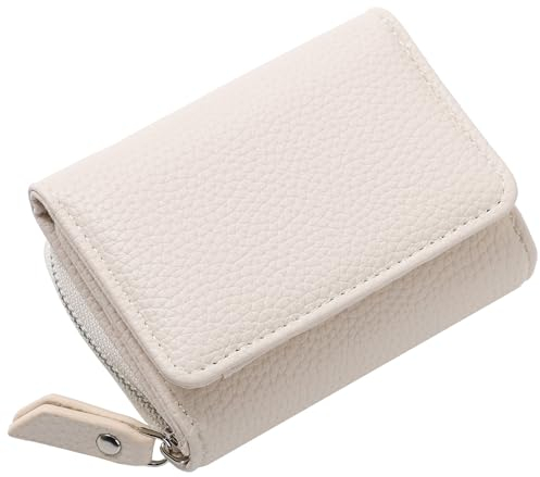 RRANCharltu Geldbörse Damen Klein Leder Kleines Portemonnaie Damen Mini Geldbeutel mit Zipper Münzfach Kartenfächer, Weiß