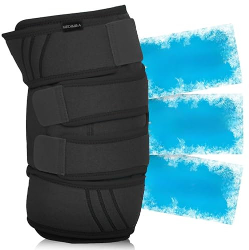 MEDIMINA Bolsa de Hielo para Lesiones Rodilla - Pack 3 bolsas de hielo Ideal para Alivio y Dolor de Rodilla - Rodillera de compresión para Artrosis de Rodilla - Gel Frío para Lesiones