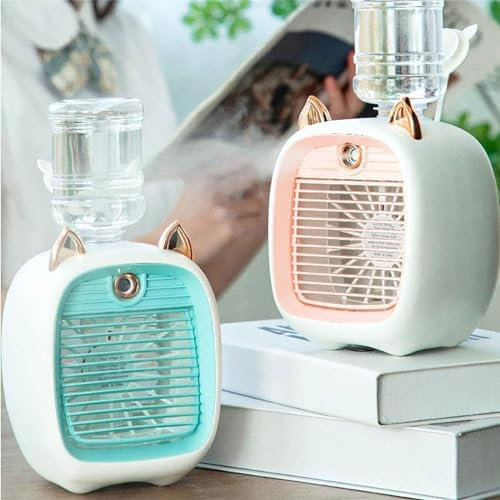 UBOON - Enfriador de Aire, Humidificador Portátil Silencioso, 3 Velocidades de Ventilador, 2 Modos de Nebulización, Adecuado para Hogar y Oficina, Aire Acondicionado Portátil, color aleatorio