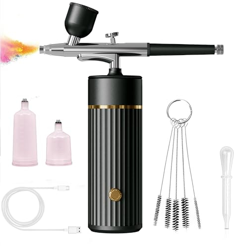 Mini Aerógrafo Set con compresor de aire, 36 PSI aerógrafo inalámbrico Recargable con Boquilla de 0,3 mm para Maquillaje, decoración de Past