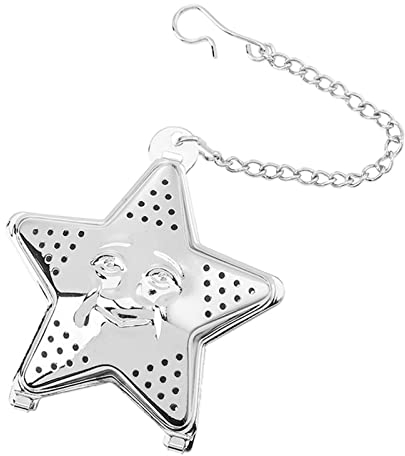 MHADBKH Teesieb mit Sternverschluss für losen Tee, Edelstahl, feines Teesieb, Filter mit verlängerter Kette