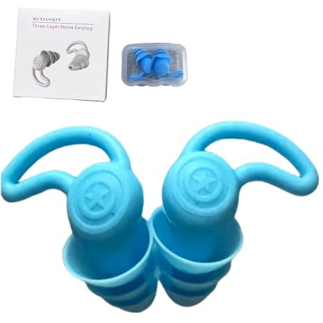HTWODE Quiet 2 Ohrstöpsel, Ultrabequeme-40 dB-wiederverwendbare, geräuschreduzierende Ohrstöpsel für Schlaf, Konzentration, Reisen, Geräuschempfindlichkeit (Blau, erwachsene)