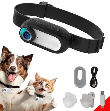 ehomful HD 1080P Cat Camera Collar with Video Record Wireless Mini Sport cam,Small Action Cameras,Body Camera for Pet Supplies/Stuff,Outdoor/Inoor Birthday Gift No WiFi