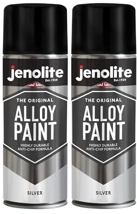 JENOLITE Alloy Wheel Spray Paint Silver 2 x 400ml Corrosion Resistant | Corrosion & Brake Dust Resistant Spray Paint for Metal - Restore & Refurbish Silver Car and Motorbike Wheels, Stone Chip Safe
