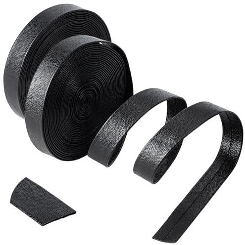 NBEADS 10m Lederriemen, 1,5 cm Breit Vollnarbenleder-Streifen Flaches Lederband Flache Lederriemen Leder Bänder für DIY Crafts Gürtel Armband Schmuck Machen, Schwarz