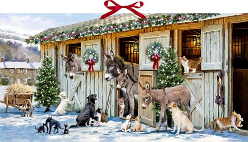 Wand-Adventskalender – Nostalgische Weihnacht bei den Tieren im Stall