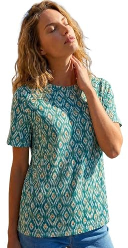 Roman Originals Textured Spot Stretch Top for Women UK - Ladies Everyday Autumn Winter Round Neckline Comfy Soft Evening Vacation Work Party Night Out - Teal - Size 18