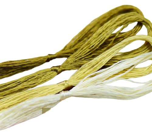 4 fili da ricamo in seta di gelso per punto croce, 20 m, colore giallo oro scuro, per ricamo, cucito, annodatura