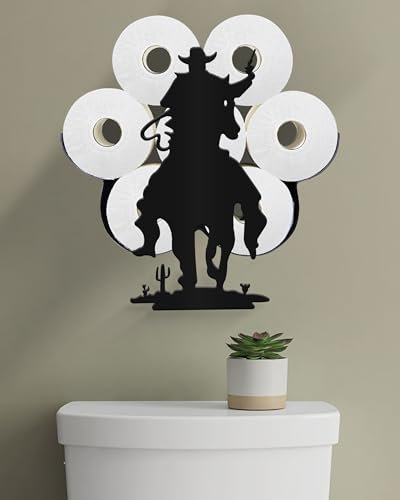 Wigag Cowboy-Toilettenpapierhalter für zusätzliche 8 Rollen, lustige dekorative Toilettenpapier-Aufbewahrung, Wandmontage, Bauernhaus-Badezimmer, Tierdekoration, Zubehör, Aufbewahrungsschrank