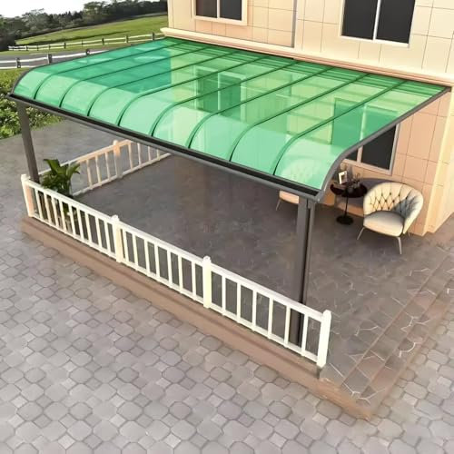SFJATTA Polycarbonate Roofing Sheet Outdoor Clear 2mm Lightweight Clear Plastic Sheet UV Protection Rain pergola roof Panels cuts Easily Suitable for patios, partitions(Green,60x201cm)