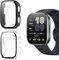 Natbok 2 Pezzi Custodia Cover per Amazfit Bip 6 46mm Pellicola Protettiva Vetro Temperato,PC Shell AntiGraffio Protettiva Custodia,Antiurto, Sottile, Amazfit Bip 6 Cover