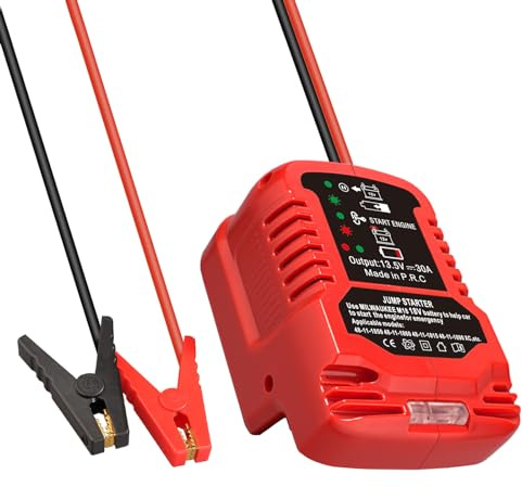For Milwaukee M18 18V Battery Car Jump Starter Adapter, Jumping Starter for 12V Car Up to 3.5L Gas or 3.5L Diesel Engine, with 11AWG Cable and Clamp Kit (Battery Not Included)