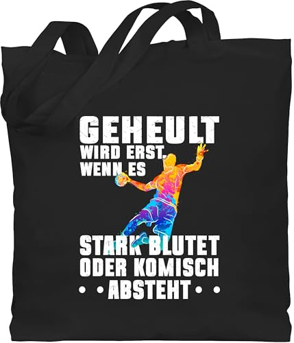 Shirtracer - Baumwolltasche - - Taschen - Geheult wird erst wenn es stark blutet Handball Spruch Handball Geschenke Handballer Geschenkidee I Weihnachtsgeschenke für Handballer Geschenke