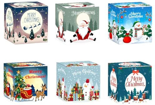 GreatRise 18 Stück Weihnachten Geschenkboxen, 7×7×7cm, Kleine Geschenkkarton mit Deckel Würfel Geschenkschachtel Weihnachtsboxen für Süßigkeiten Kuchen Schokolade Geschenkverpackung #A