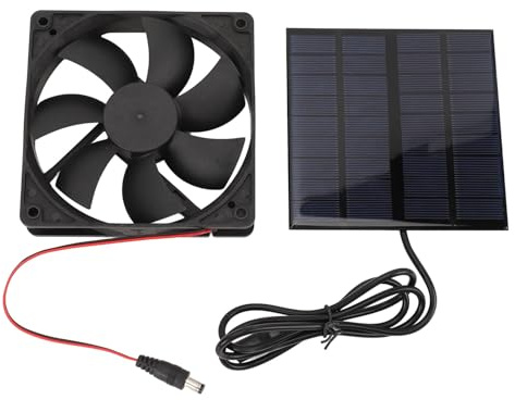 ZASCHMOY Tragbarer Solarbetriebener Abluftventilator mit 12 -W -Sonnenlichtplatte für Effizientes Schuppen, Hühnerkoop, Gewächshaus, Küche und Dachbodenlüftung
