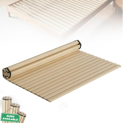 XMTECH Rollrost 140x200 cm – 23 robuste Latten aus Tannenholz, Lattenrost für Einzel- und Doppelbetten, Nicht verstellbar, belastbar bis 300 kg, ausrollbarer Rolllattenrost