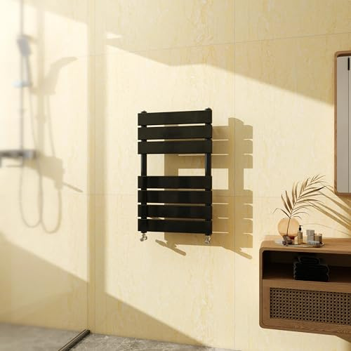 SKY BATHROOM Flat Panel Towel Rail Radiator,Wall Mounted Central Heating Ladder Rad 650X400mm Black