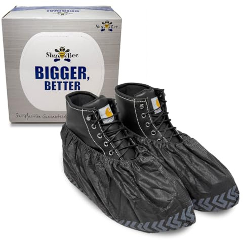 ShuBee Black Original Disposable, Extra-Large Boot and Shoe Covers, Thicker & Stronger, Durable Protection for Floors - 50 Pairs