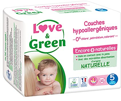 Love & Green - Babywindeln hypoallergen 0% – Größe 5 (11-25 kg)